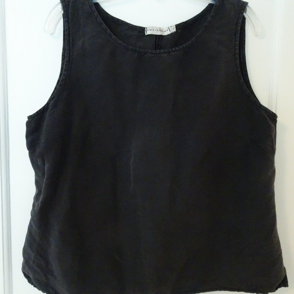 Cut Loose Linen and Silk black top XL